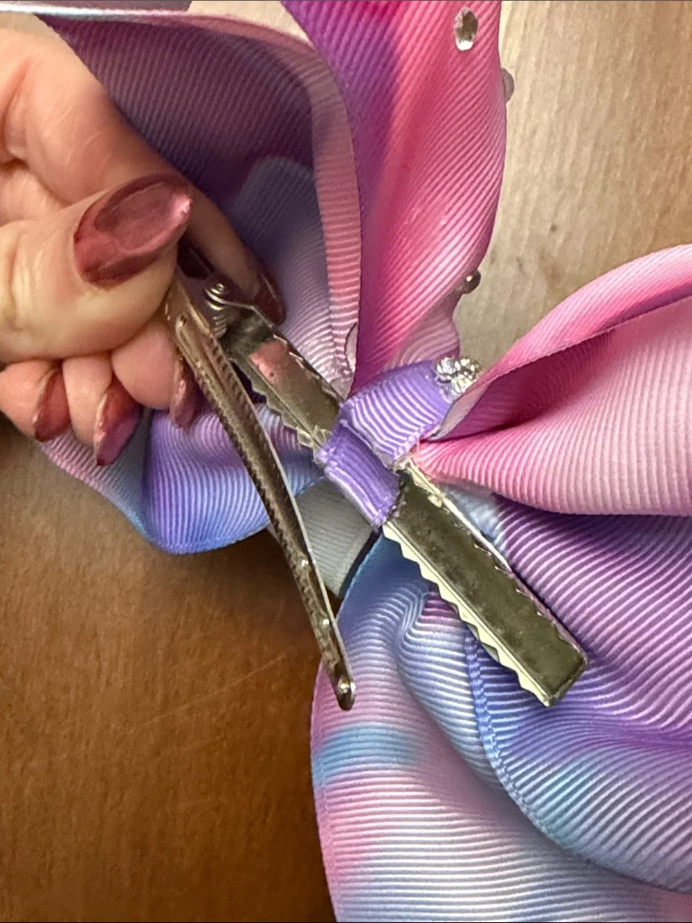 JoJo Siwa Pink Purple Blue Gradient Bow with Rhinestone Center
